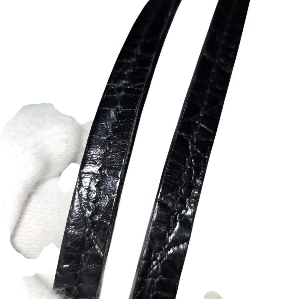 Furla Vintage Glossy Black Croc-Embossed Turn-lock Tote Bag-EUC - Picture 9 of 13